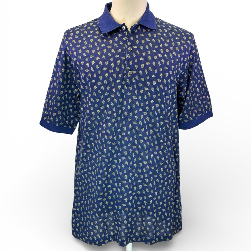 Bobby Jones Mens Navy Blue Short Sleeve Polo Shirt Size L Golf Cotton Italy
